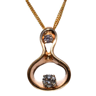 The 140th Street: Vintage Yellow Gold and Natural Diamond Modernist Pendant