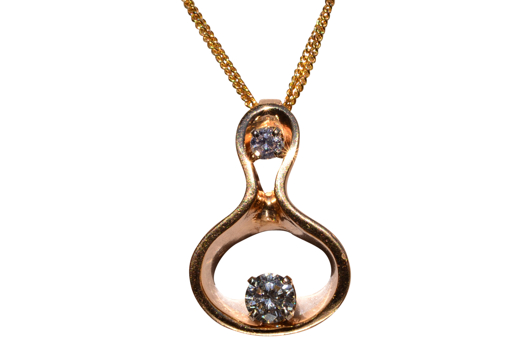 The 140th Street: Vintage Yellow Gold and Natural Diamond Modernist Pendant