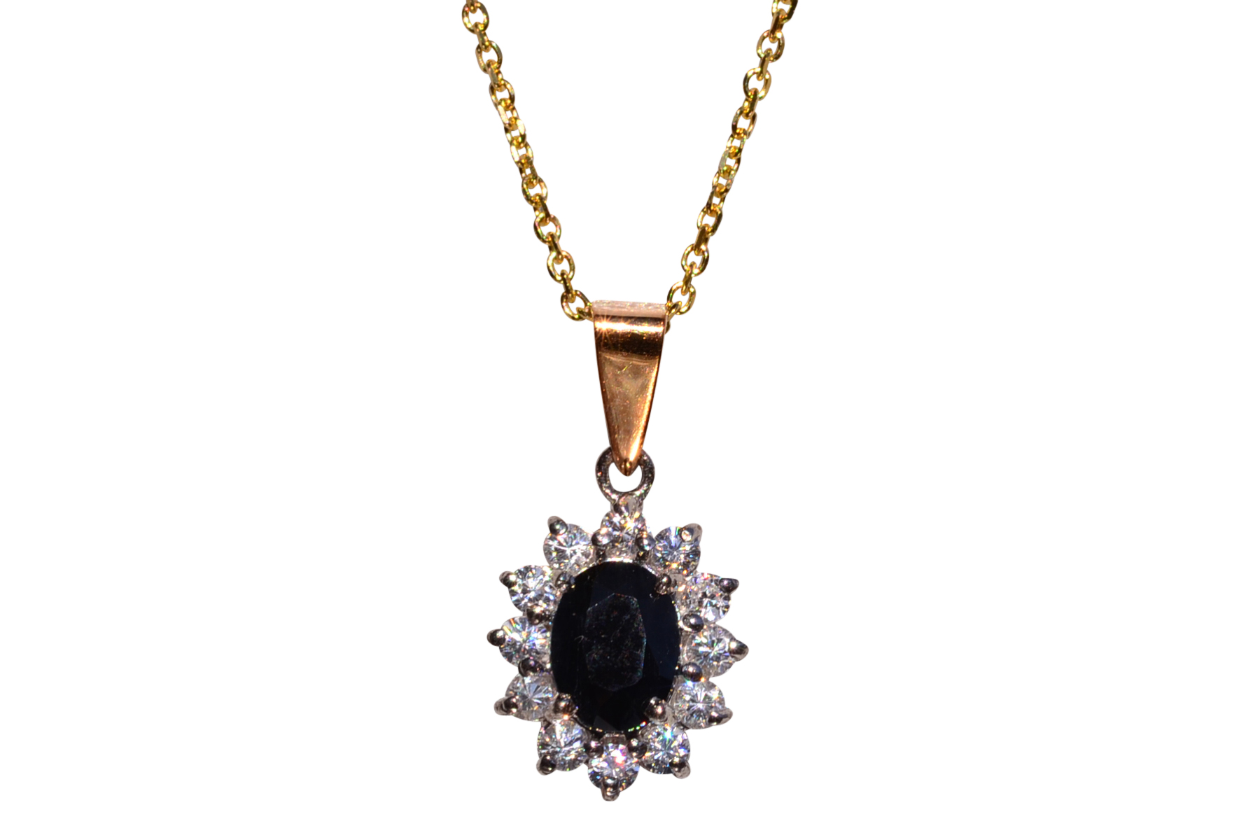 The 145th Street: Vintage Sapphire and White Sapphire Halo Pendant