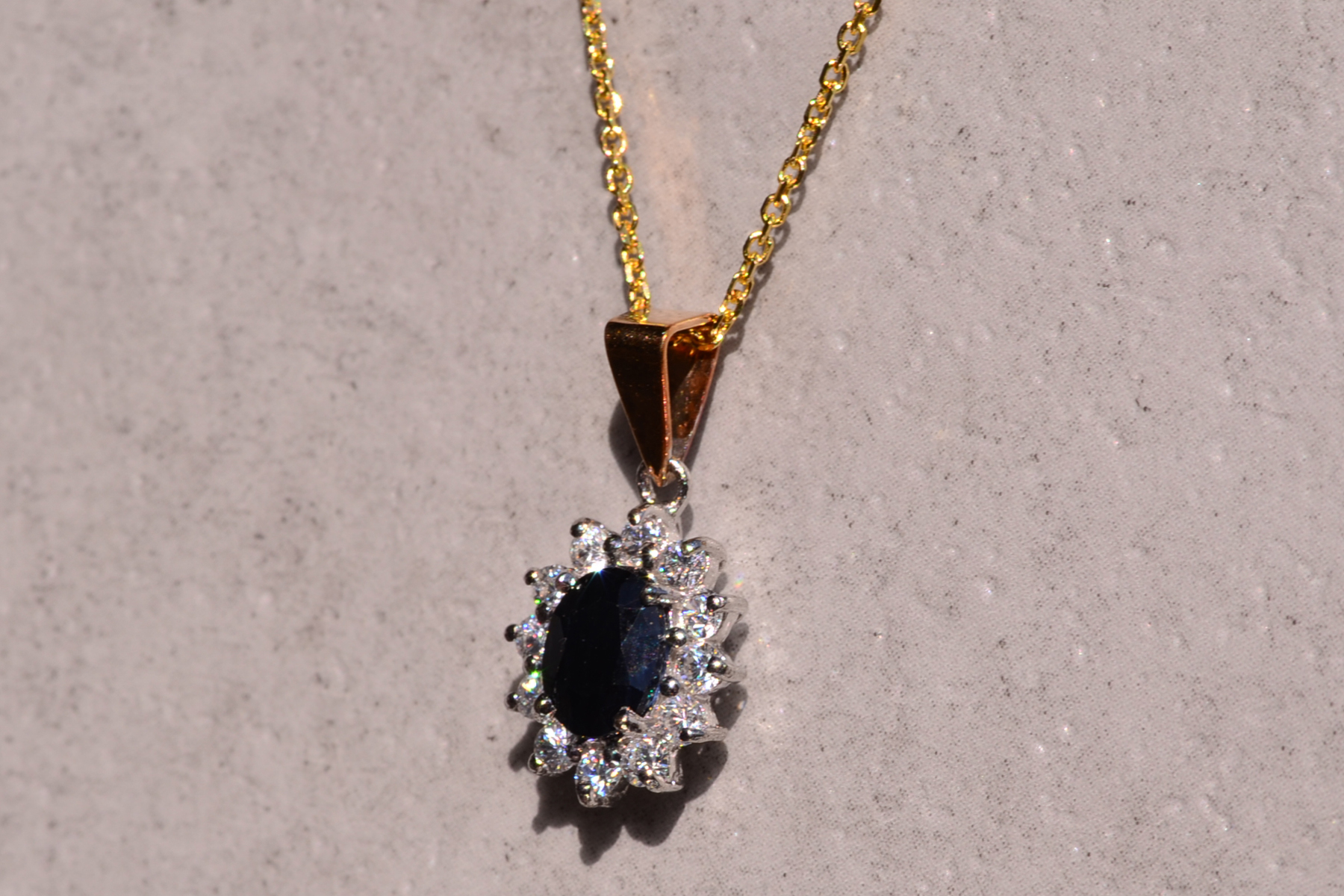 The 145th Street: Vintage Sapphire and White Sapphire Halo Pendant - Image 3