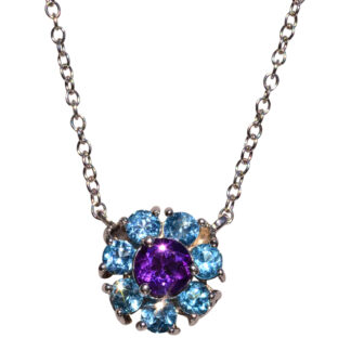 The 112th Street: Amethyst and Topaz Pendant in White Gold