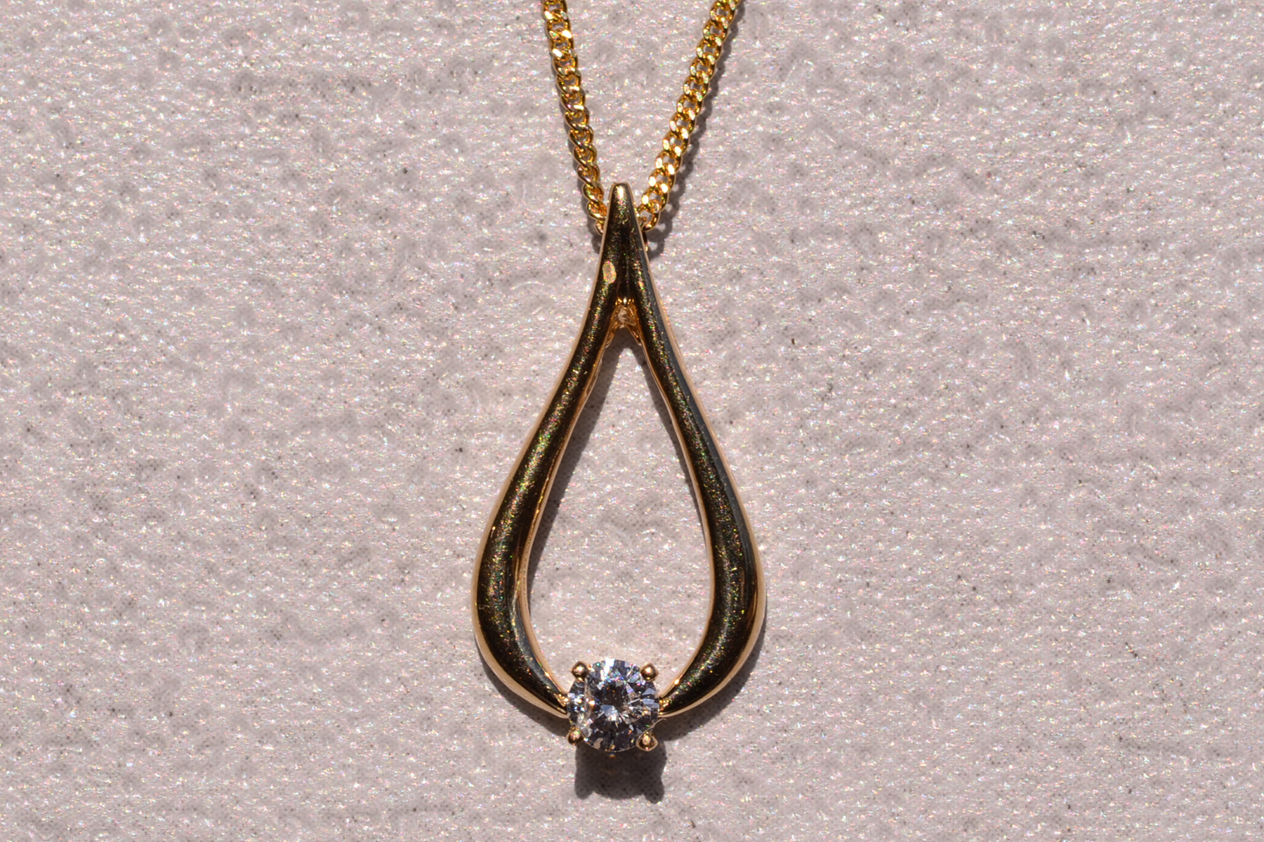 The 104th Street: Yellow Gold Wish Pendant with Natural Diamond - Image 2