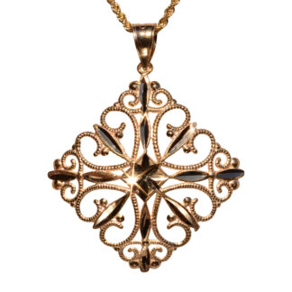 The 147th Street: Diamond Cut Yellow Gold Snowflake Pendant