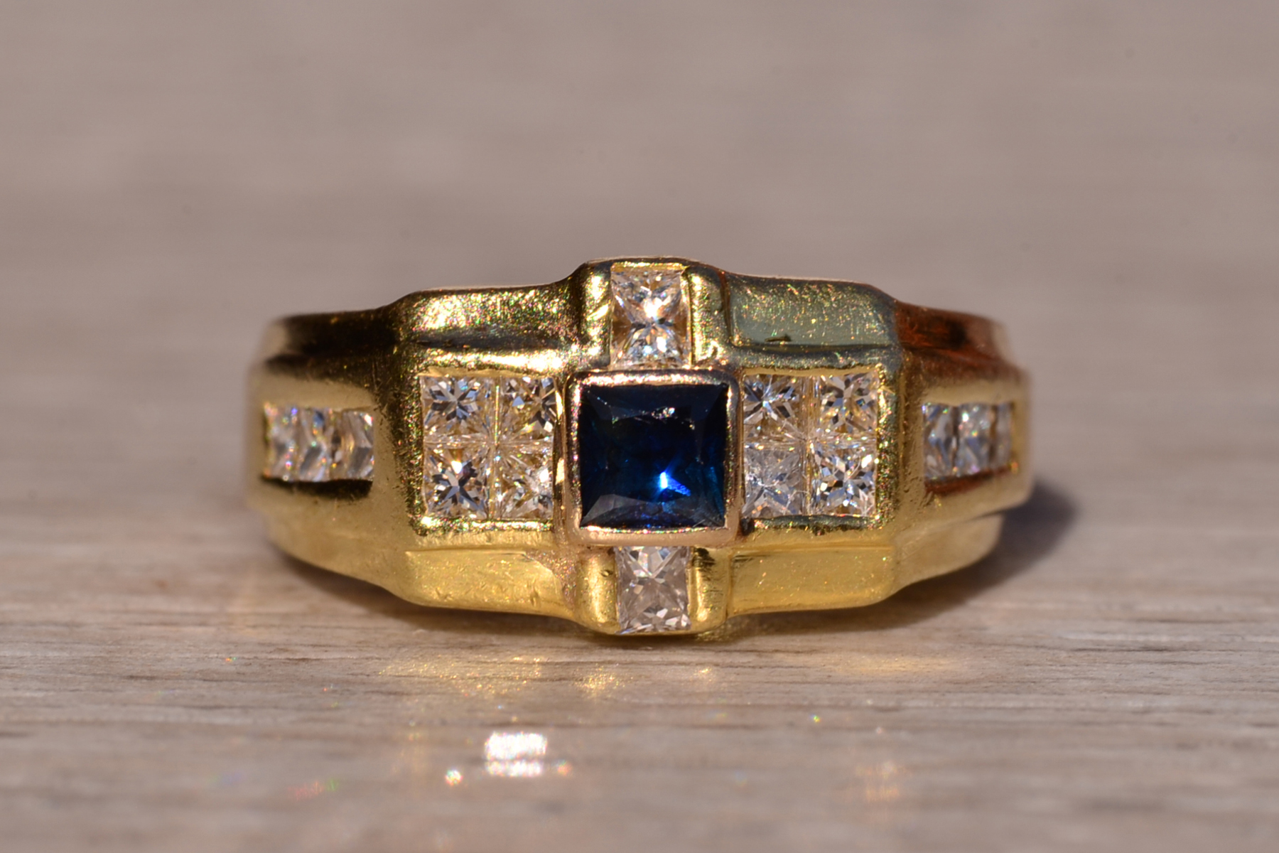 The 138th Street: Sapphire and Diamond Ring in Yellow Gold - Image 2