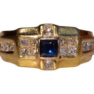 The 138th Street: Sapphire and Diamond Ring in Yellow Gold