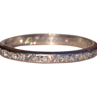 SOLD - The 101st Street:  Signed Antique Diamond Wedding Band in Platinum Circa 1931