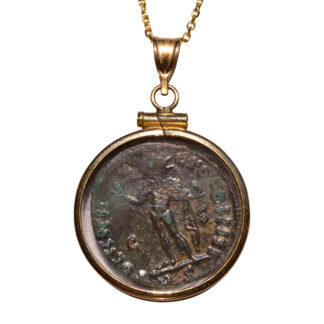 SOLD - The 149th Street: Ancient Coin Pendant in Encapsulated in Glass and Yellow Gold Frame