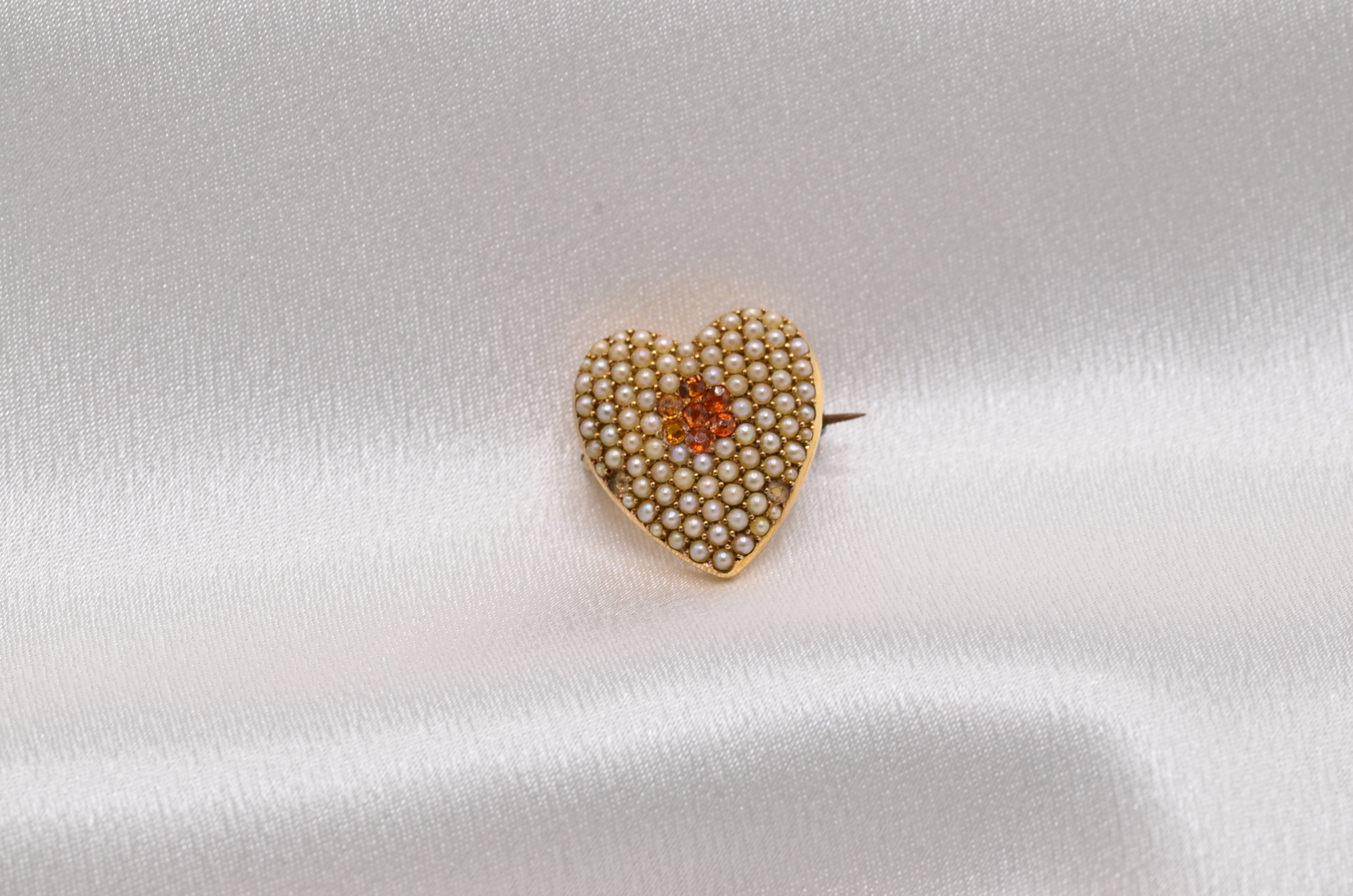The 179th Street: Seed Pearl and Garnet Heart Pendant