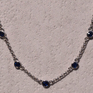 The 92nd Street:  Sapphire Station Necklace in White Gold