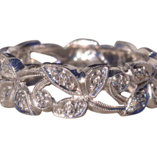 SOLD - The Bastide: Antique Foliage Eternity Filigree Band in Platinum
