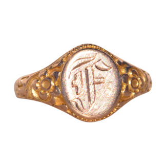 SOLD - The Cittadella: Antique Signed Signet Ring with Hand Engraved F