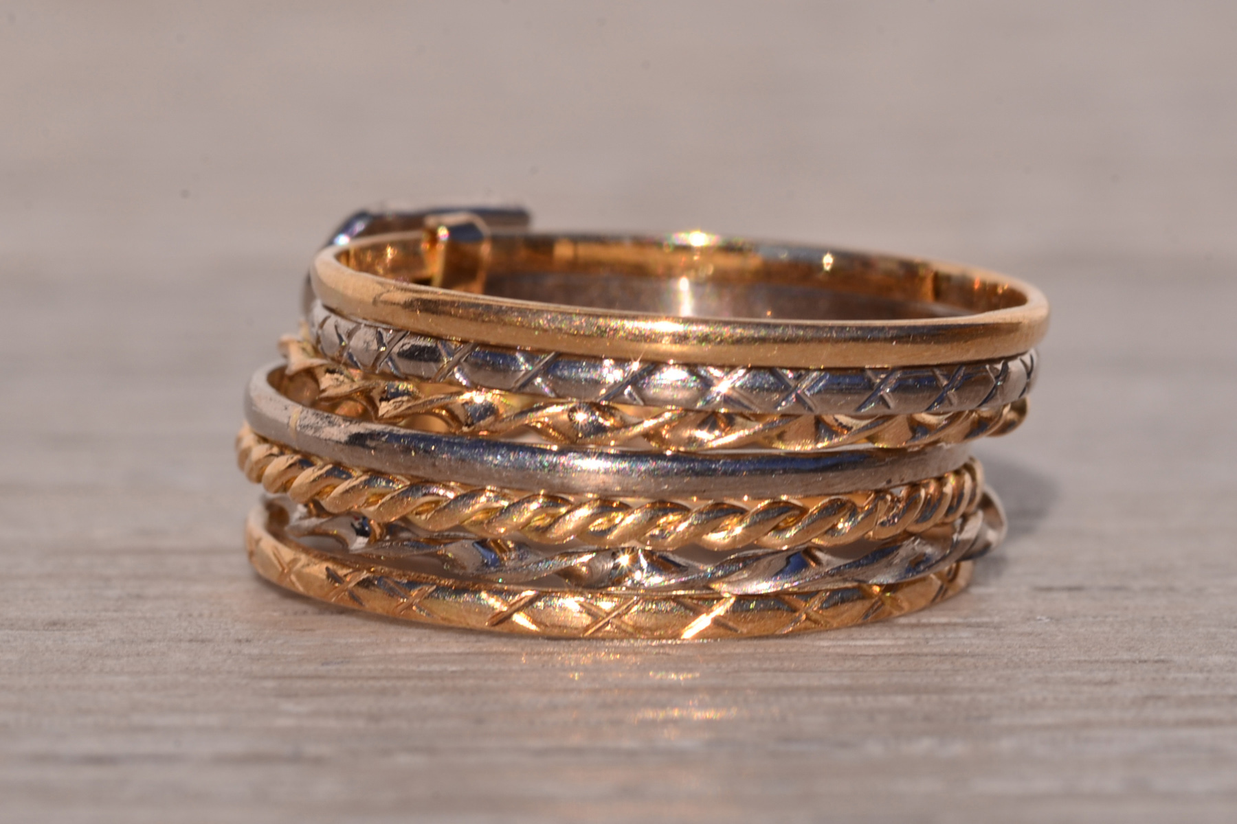 The Big B: Antique Two Tone B Ring with Natural Diamonds - Image 4