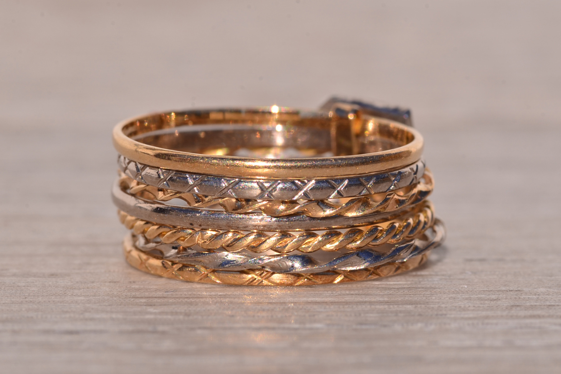 The Big B: Antique Two Tone B Ring with Natural Diamonds - Image 5