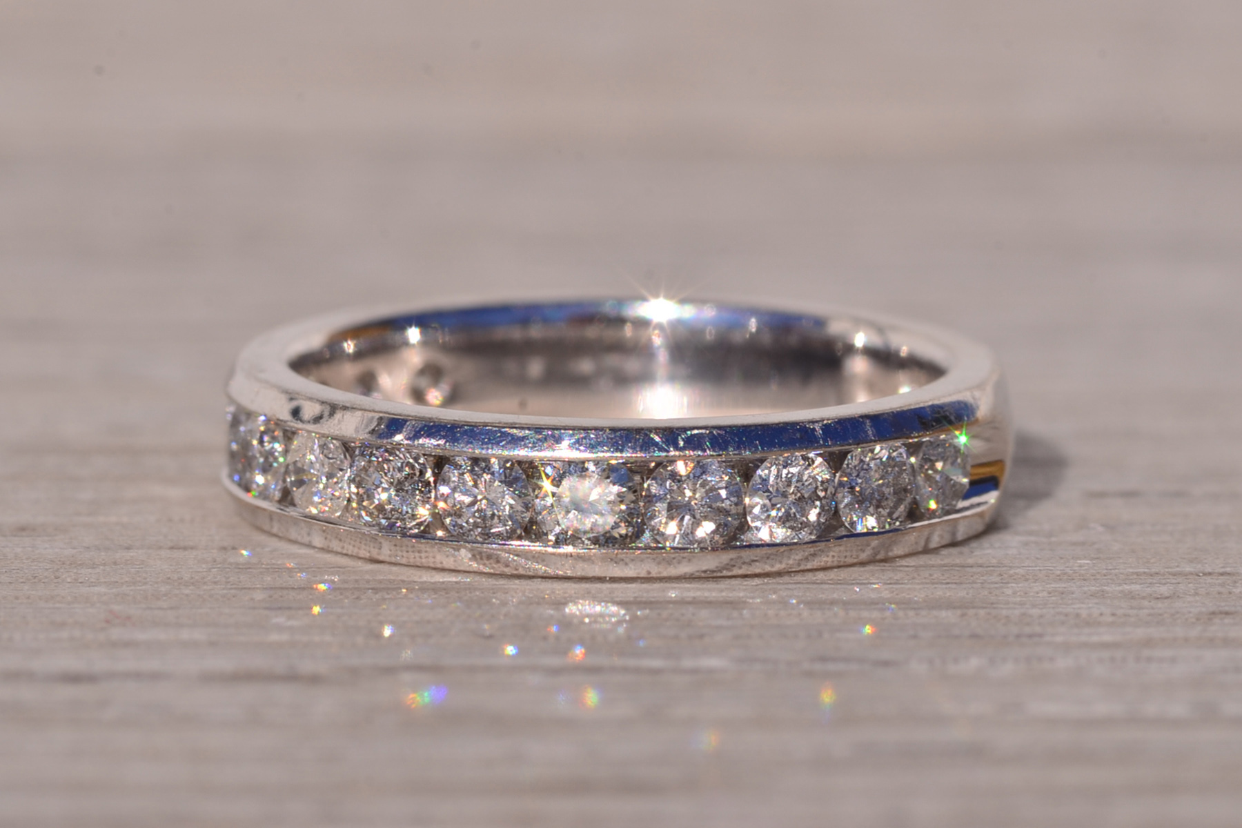 The Asolo: Channel Set Natural Diamond Band in White Gold - Image 3