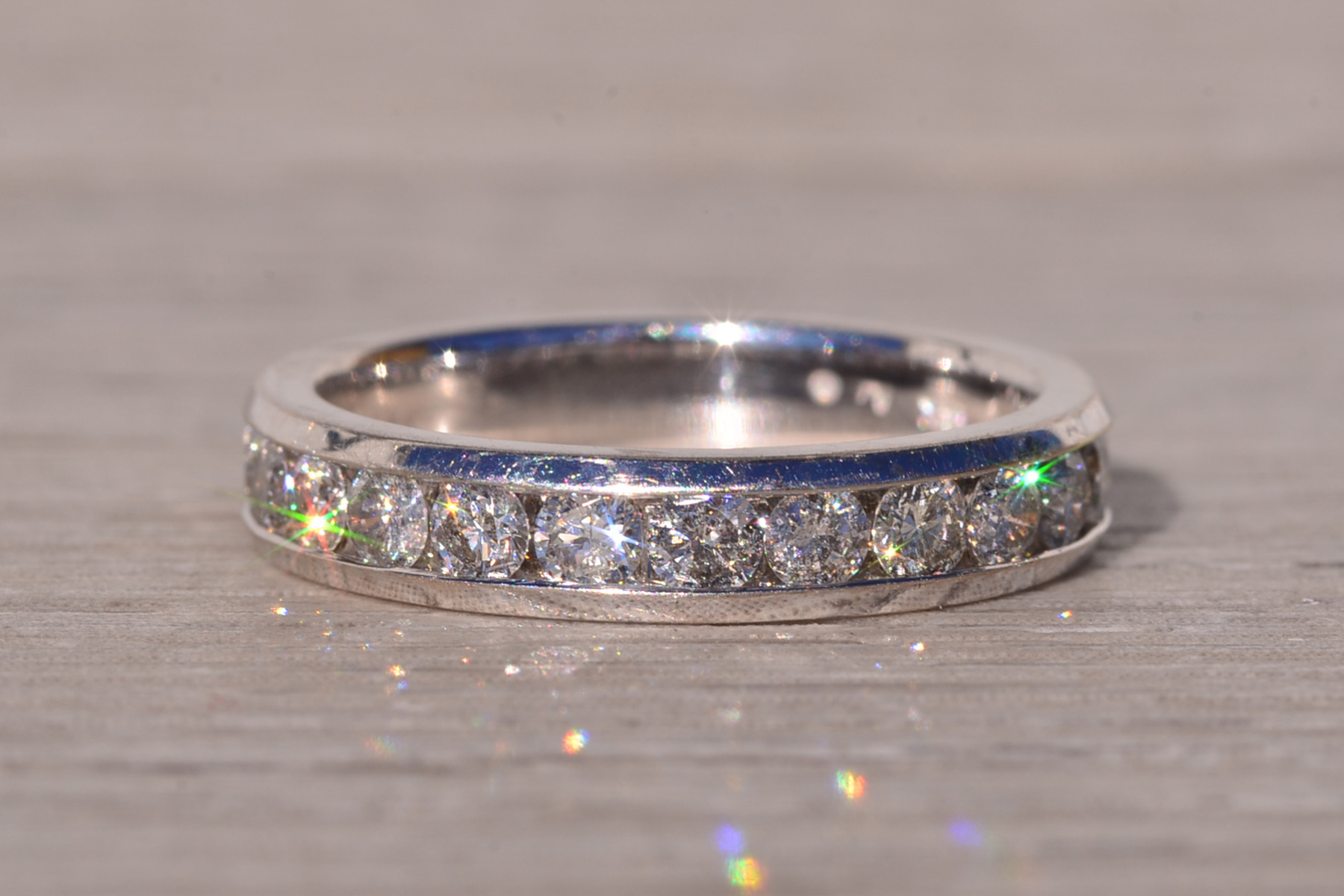 The Asolo: Channel Set Natural Diamond Band in White Gold - Image 7