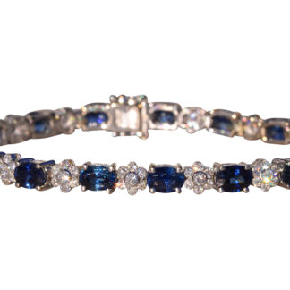 The Hingham: Natural Sapphire and Cluster Diamond Bracelet in White Gold