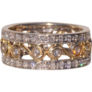 The Ipswich: Two Tone Filigree Band with Natural Diamonds