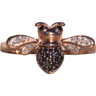 The Insetto: White and Black Diamond Insect Ring in Rose Gold