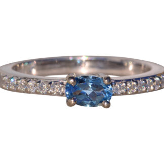 The Constantinople: Blue Topaz and Natural Diamond Ring in White Gold