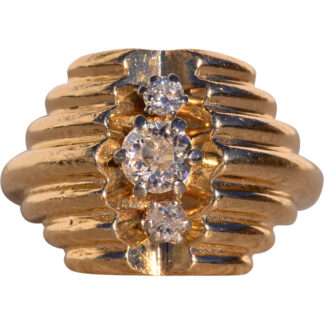 The Porge: Mid Century Modern Natural Diamond Ring in Yellow Gold