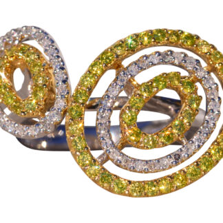 The Imanpa: White and Yellow Diamond Ring Celestial Ring in White Gold