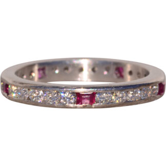 SOLD - The Castelmoron: Vintage Ruby and Natural Diamond Band in Platinum