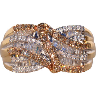 SOLD - The Petrarca: Fancy Color and White Natural Diamond Cocktail Ring in Yellow Gold