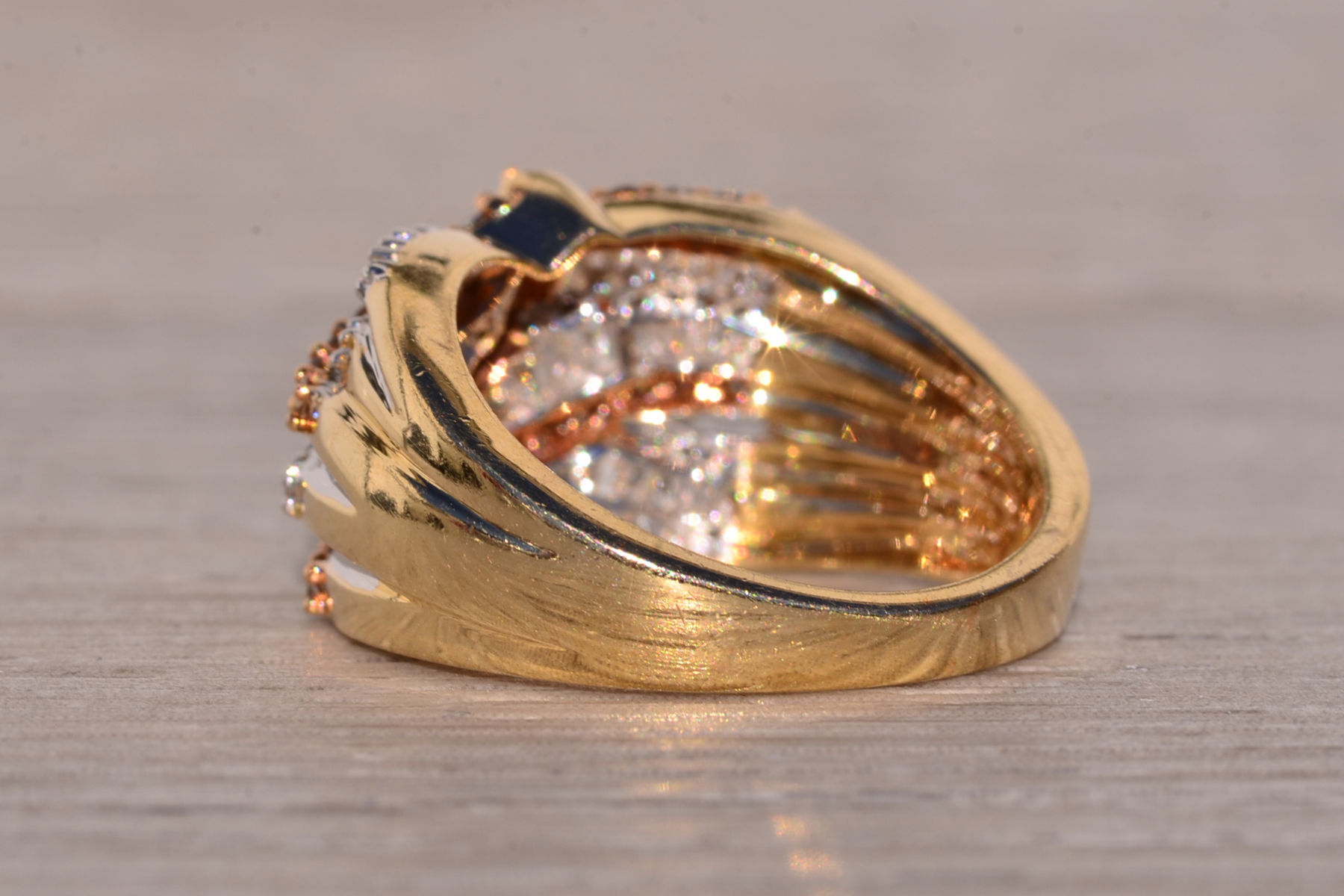 SOLD - The Petrarca: Fancy Color and White Natural Diamond Cocktail Ring in Yellow Gold - Image 4