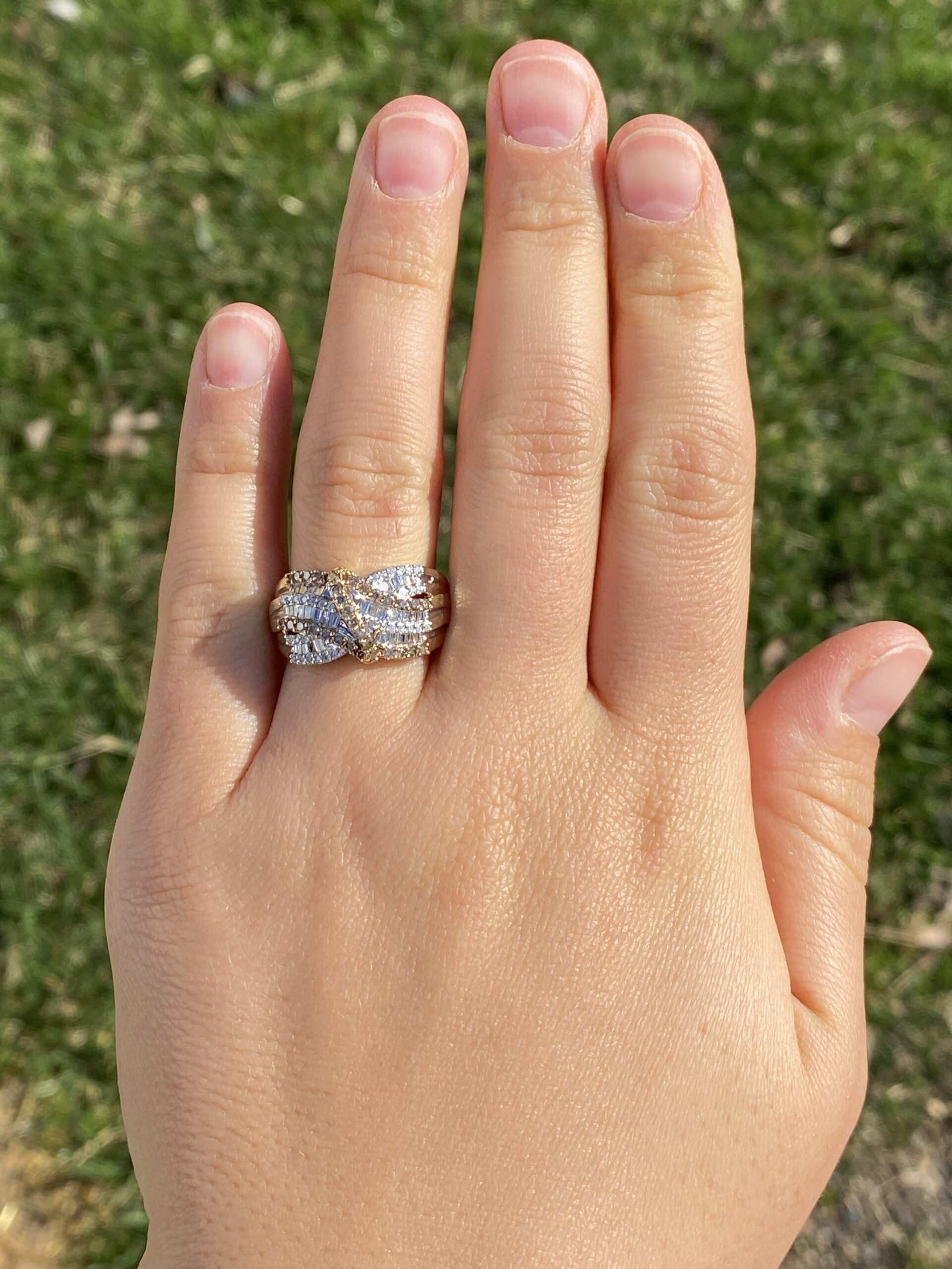 SOLD - The Petrarca: Fancy Color and White Natural Diamond Cocktail Ring in Yellow Gold - Image 7