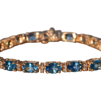 The Londinium: Blue Topaz and Natural Diamond Bracelet in Yellow Gold