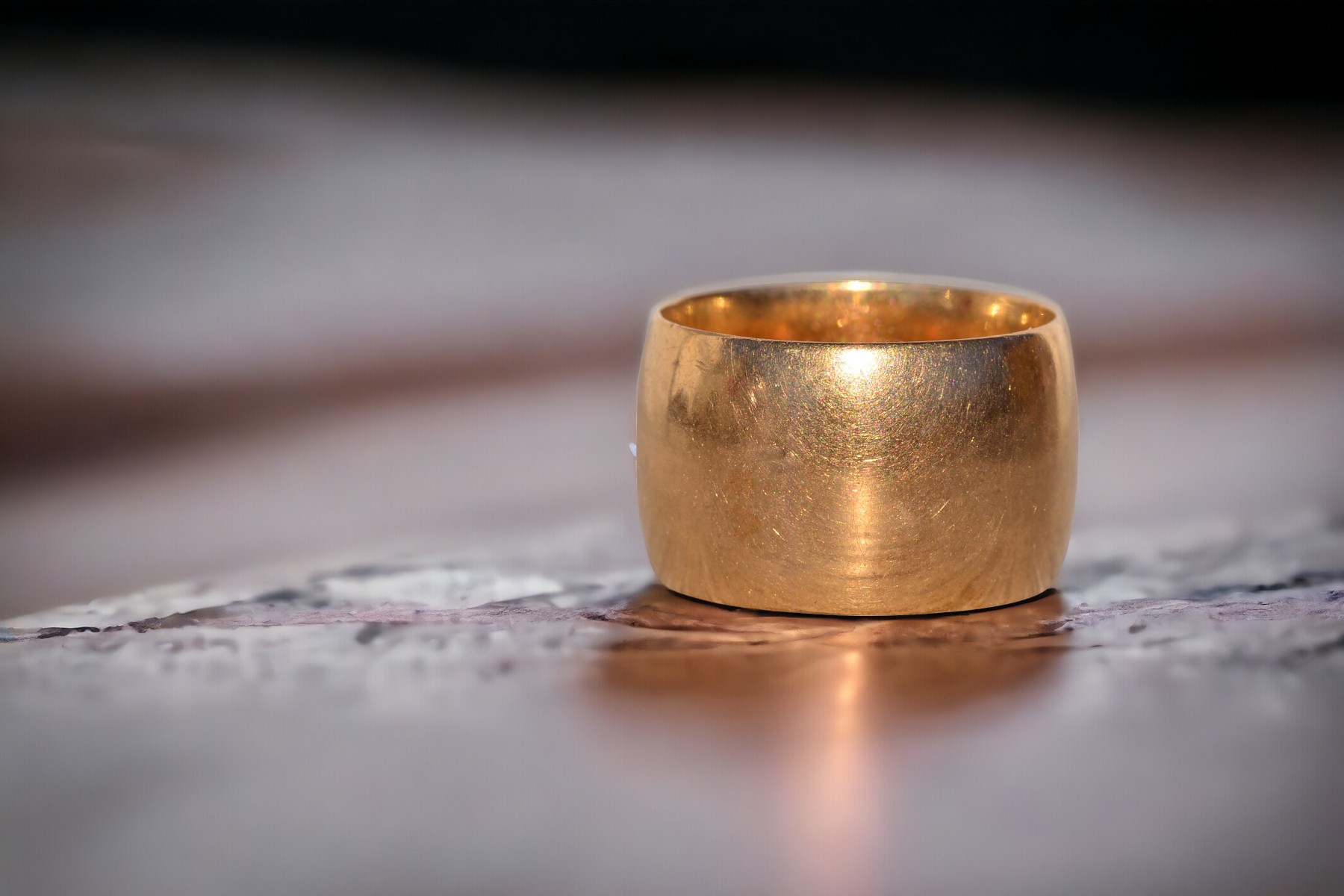 SOLD - The Sur Mer: Antique Wide Yellow Gold Wedding Band - Image 8