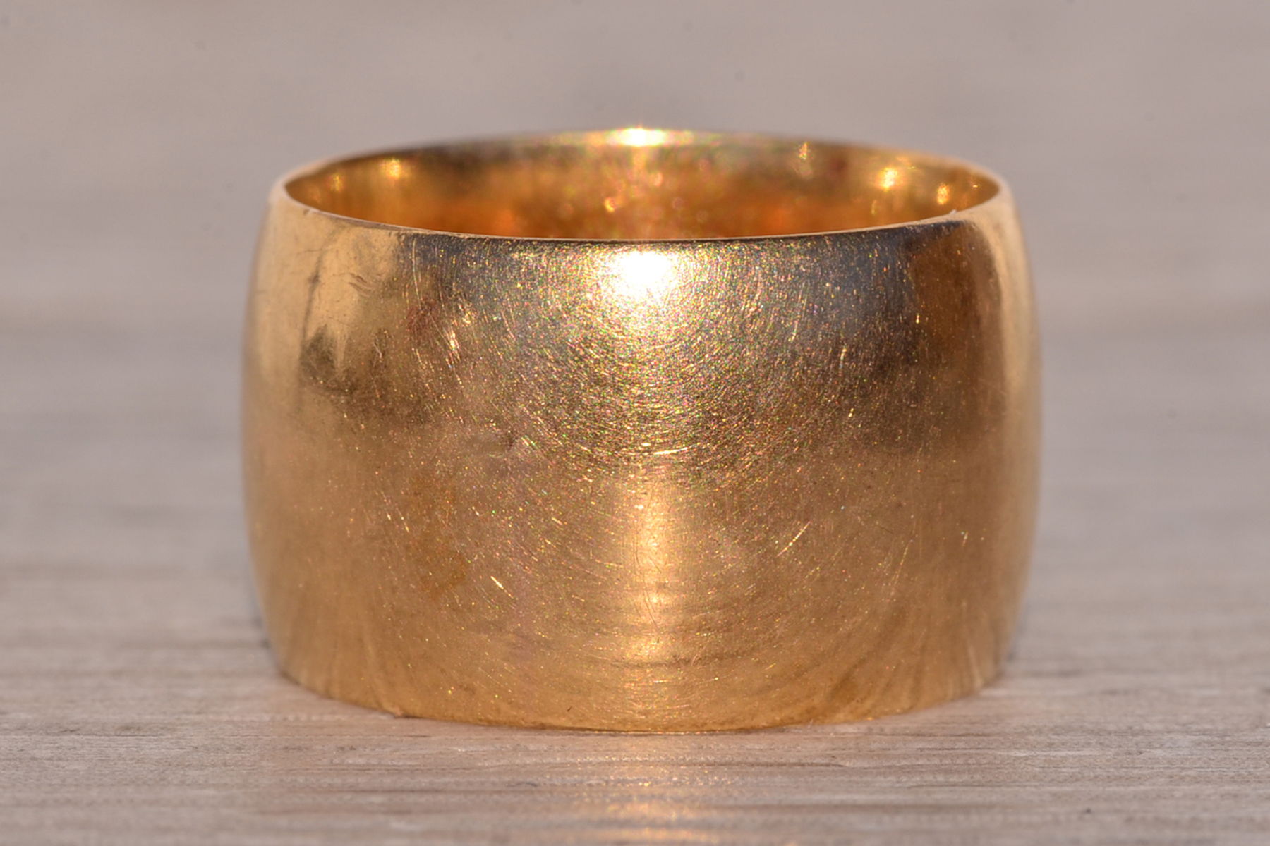 SOLD - The Sur Mer: Antique Wide Yellow Gold Wedding Band - Image 2
