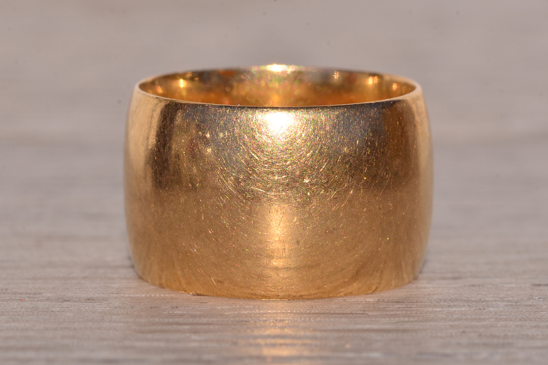 SOLD - The Sur Mer: Antique Wide Yellow Gold Wedding Band - Image 3