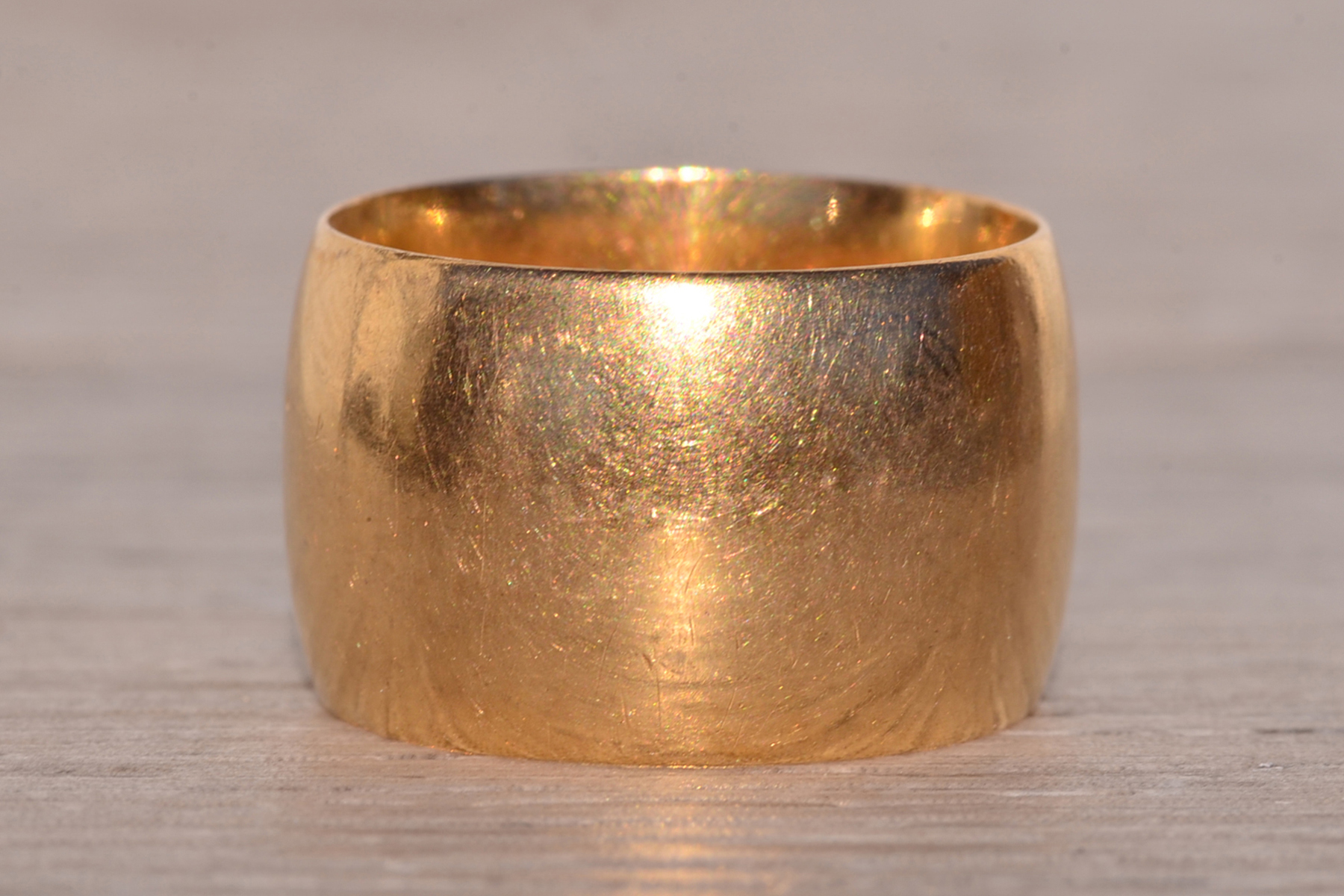SOLD - The Sur Mer: Antique Wide Yellow Gold Wedding Band - Image 4