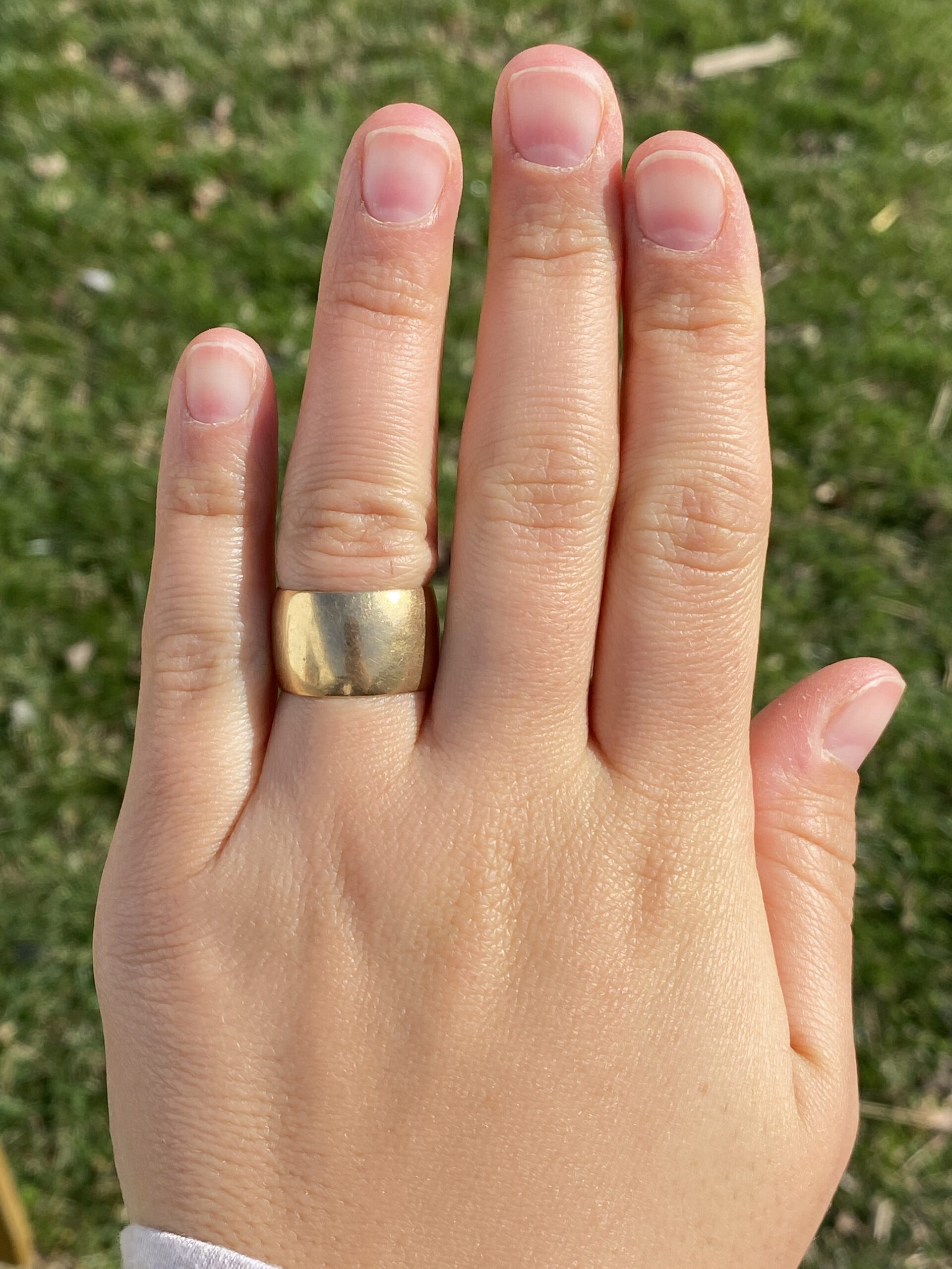 SOLD - The Sur Mer: Antique Wide Yellow Gold Wedding Band - Image 5