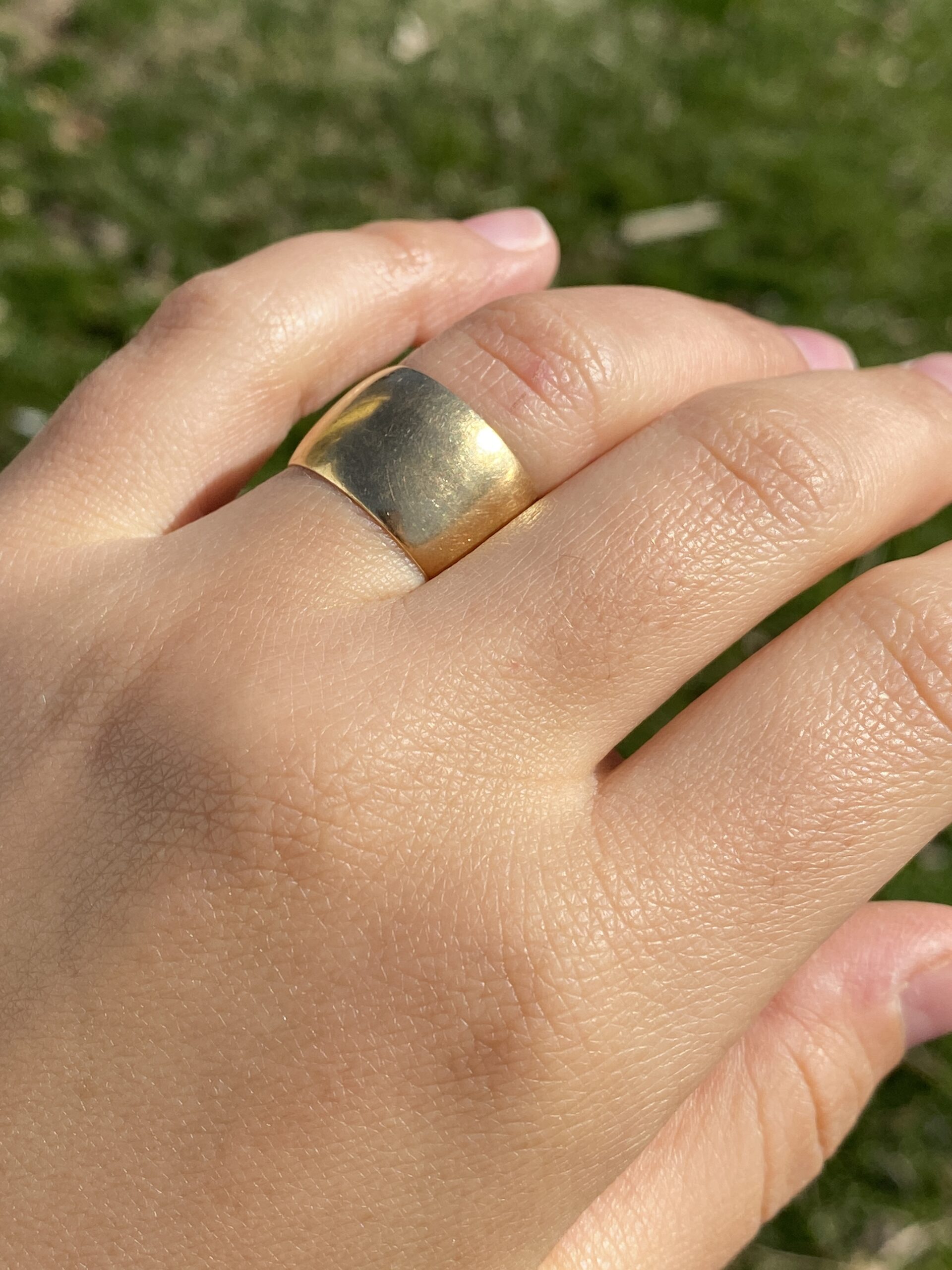 SOLD - The Sur Mer: Antique Wide Yellow Gold Wedding Band - Image 6