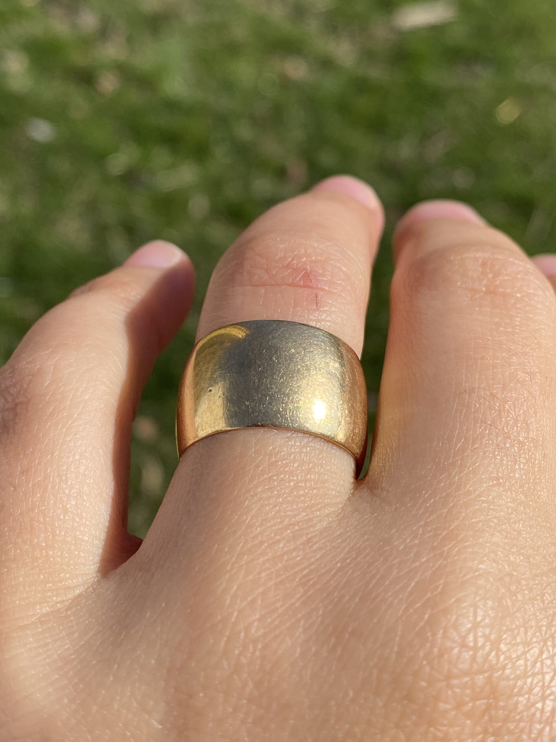 SOLD - The Sur Mer: Antique Wide Yellow Gold Wedding Band - Image 7
