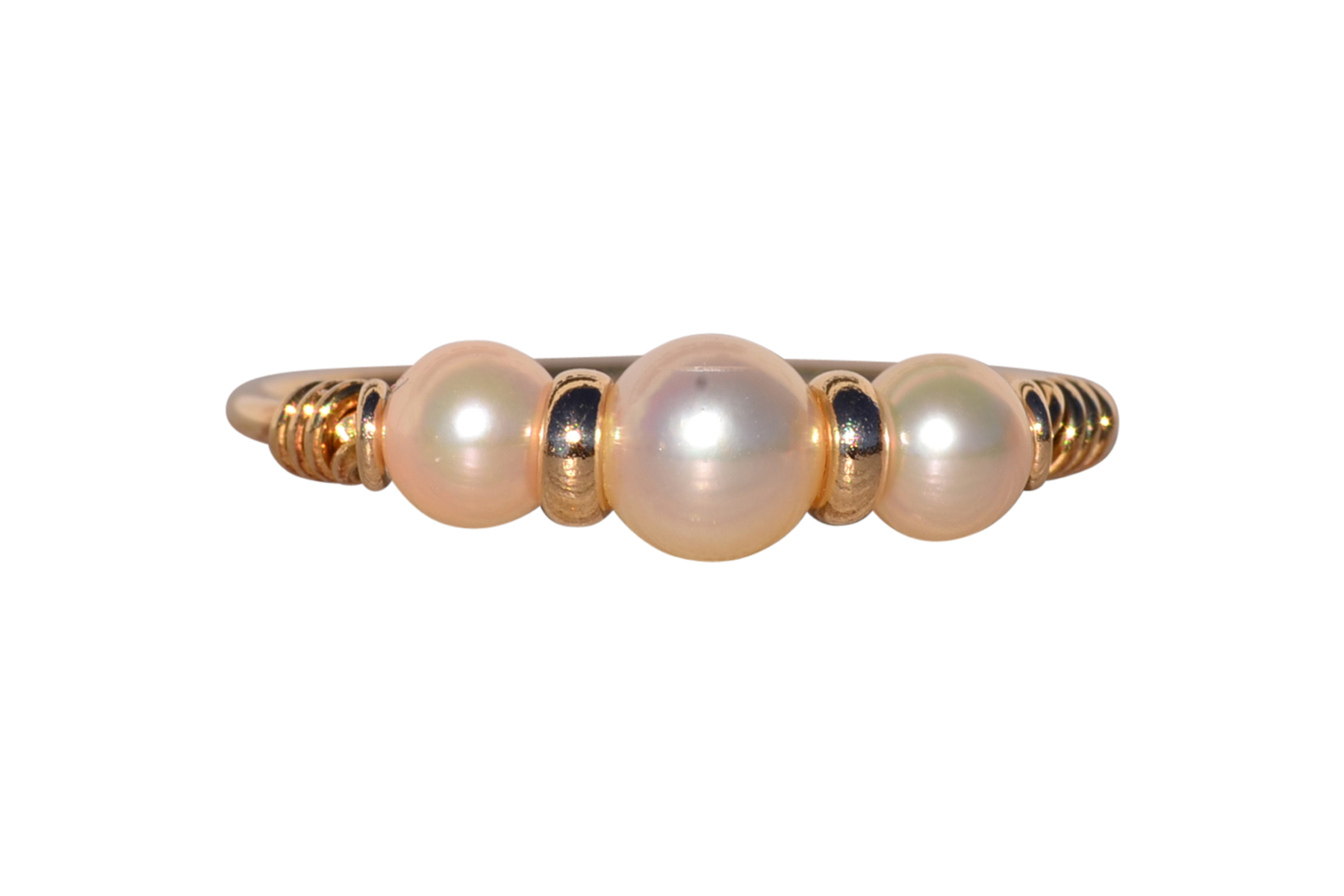 The Asolo: Triple Pearl Ring in Yellow Gold