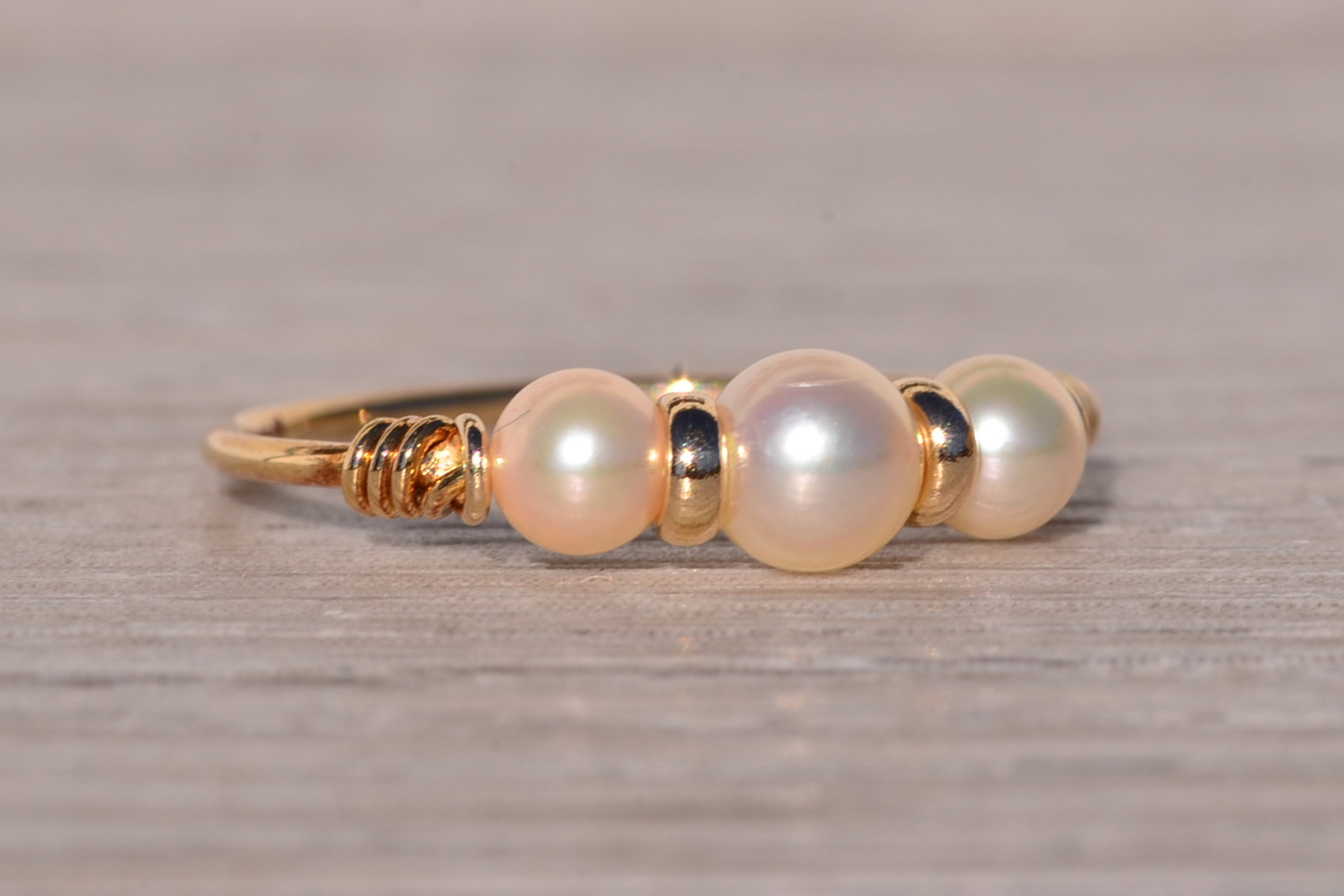 The Asolo: Triple Pearl Ring in Yellow Gold - Image 6