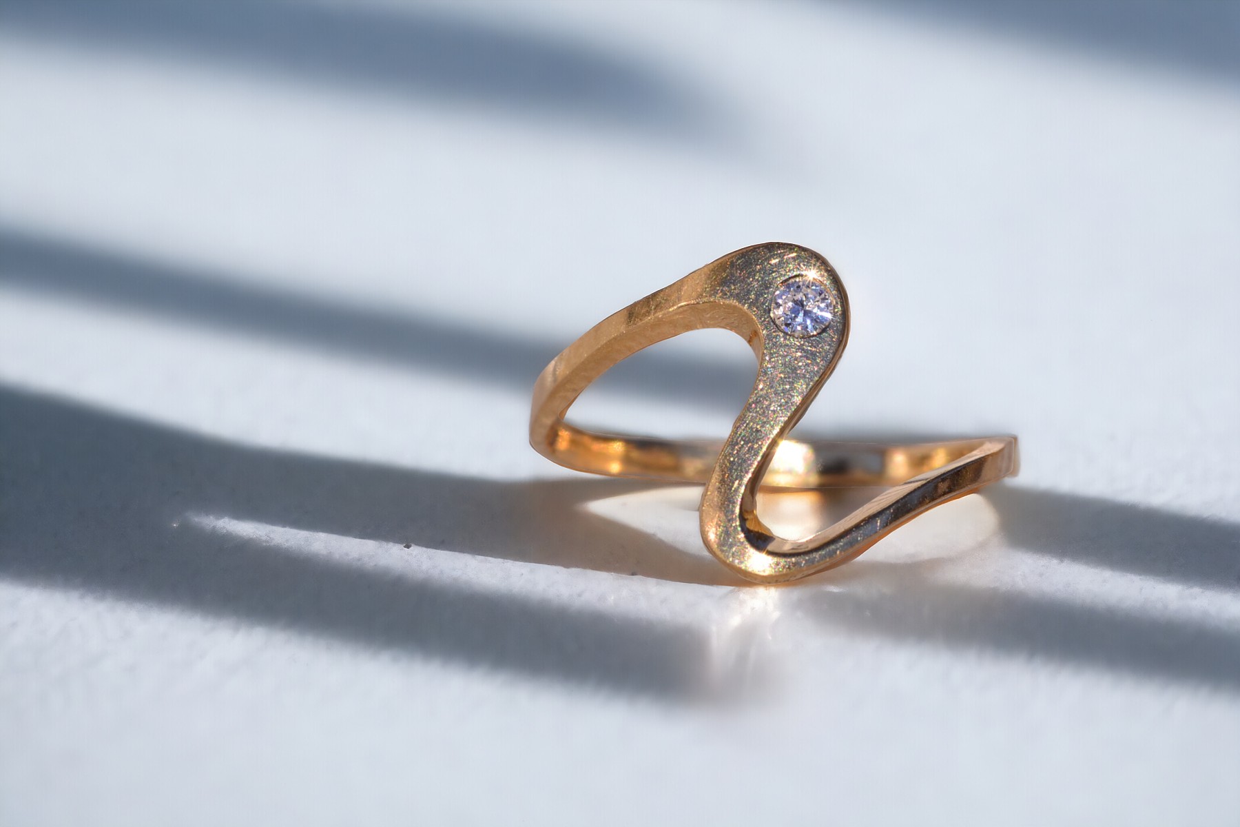 SOLD - The Massa: Flowing Bypass Ring with Natural Diamond - Image 11