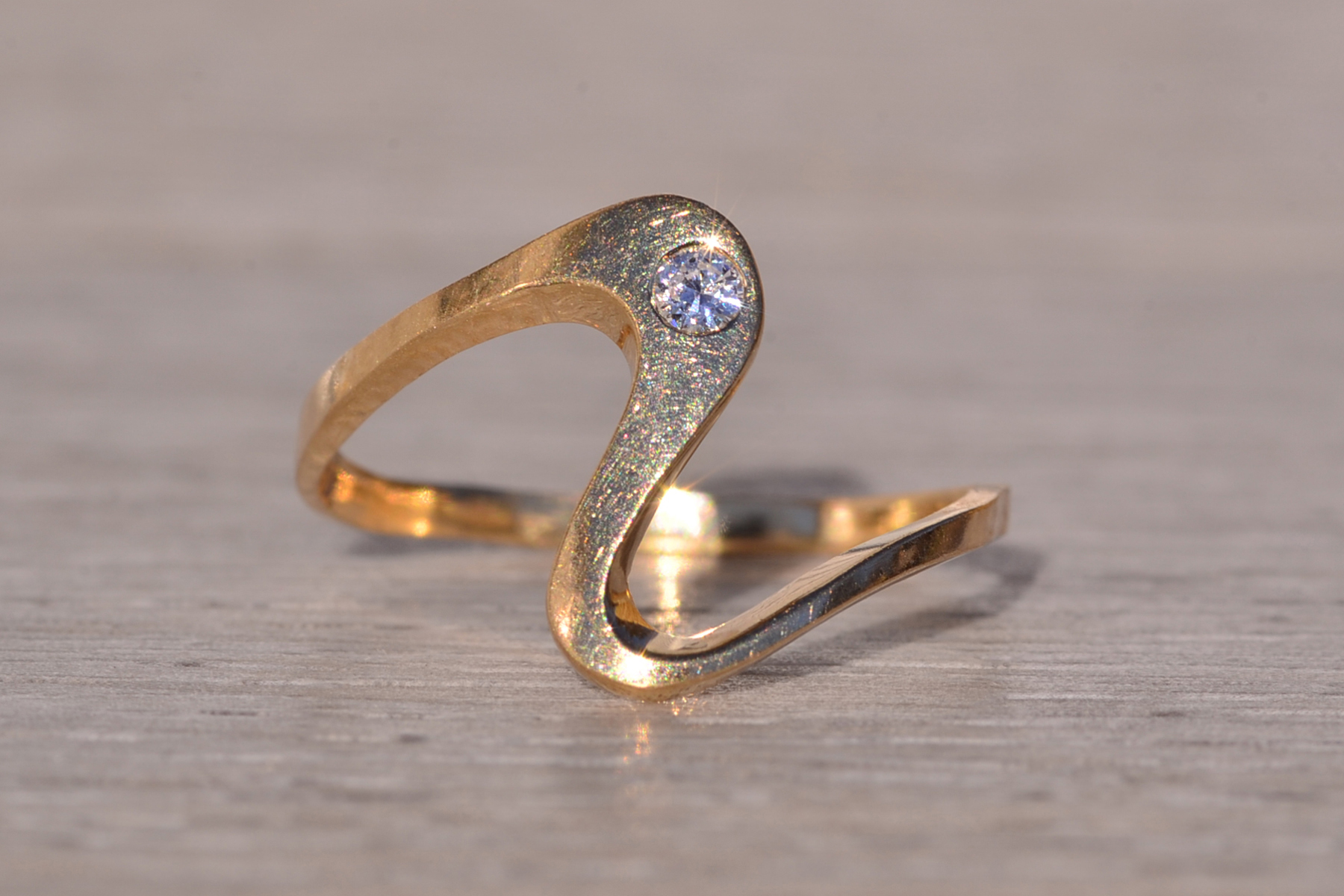 SOLD - The Massa: Flowing Bypass Ring with Natural Diamond - Image 2