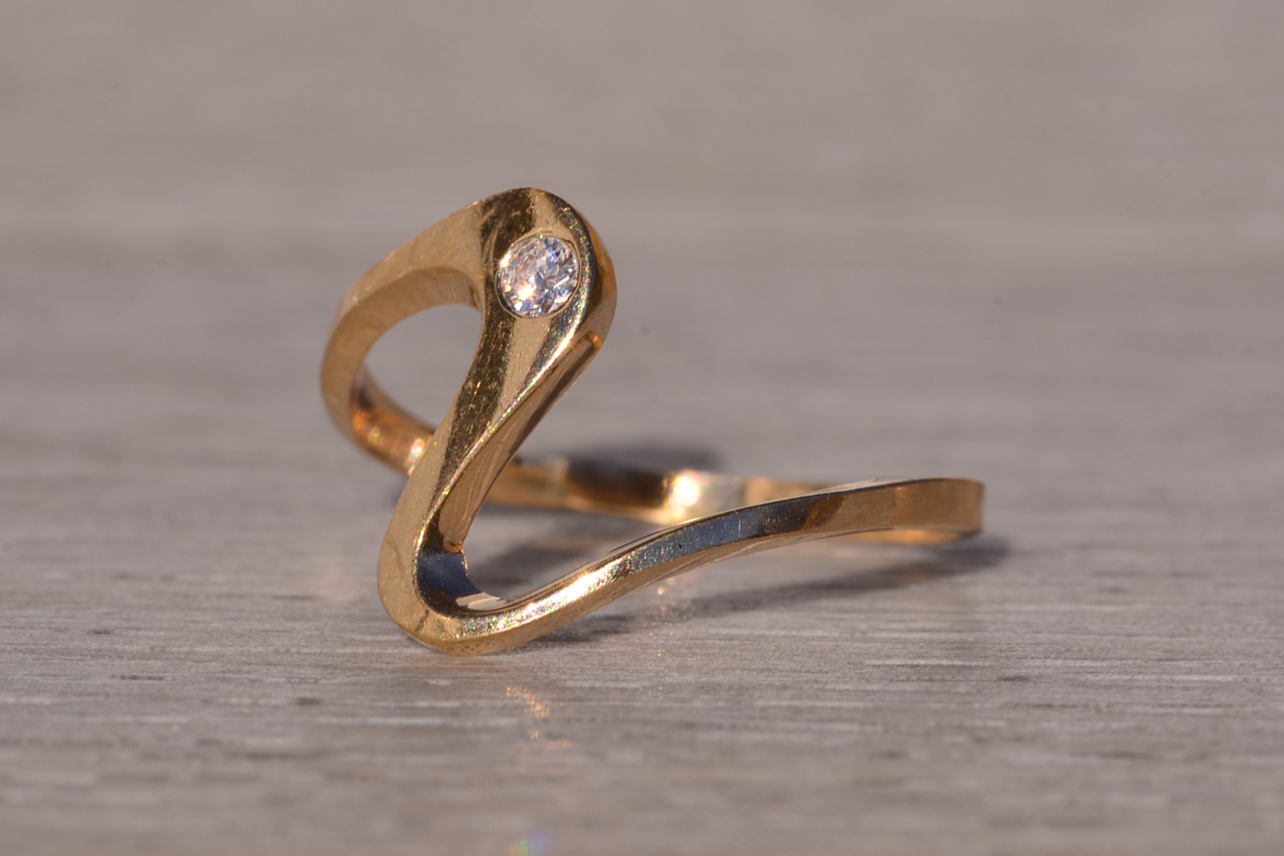 SOLD - The Massa: Flowing Bypass Ring with Natural Diamond - Image 3