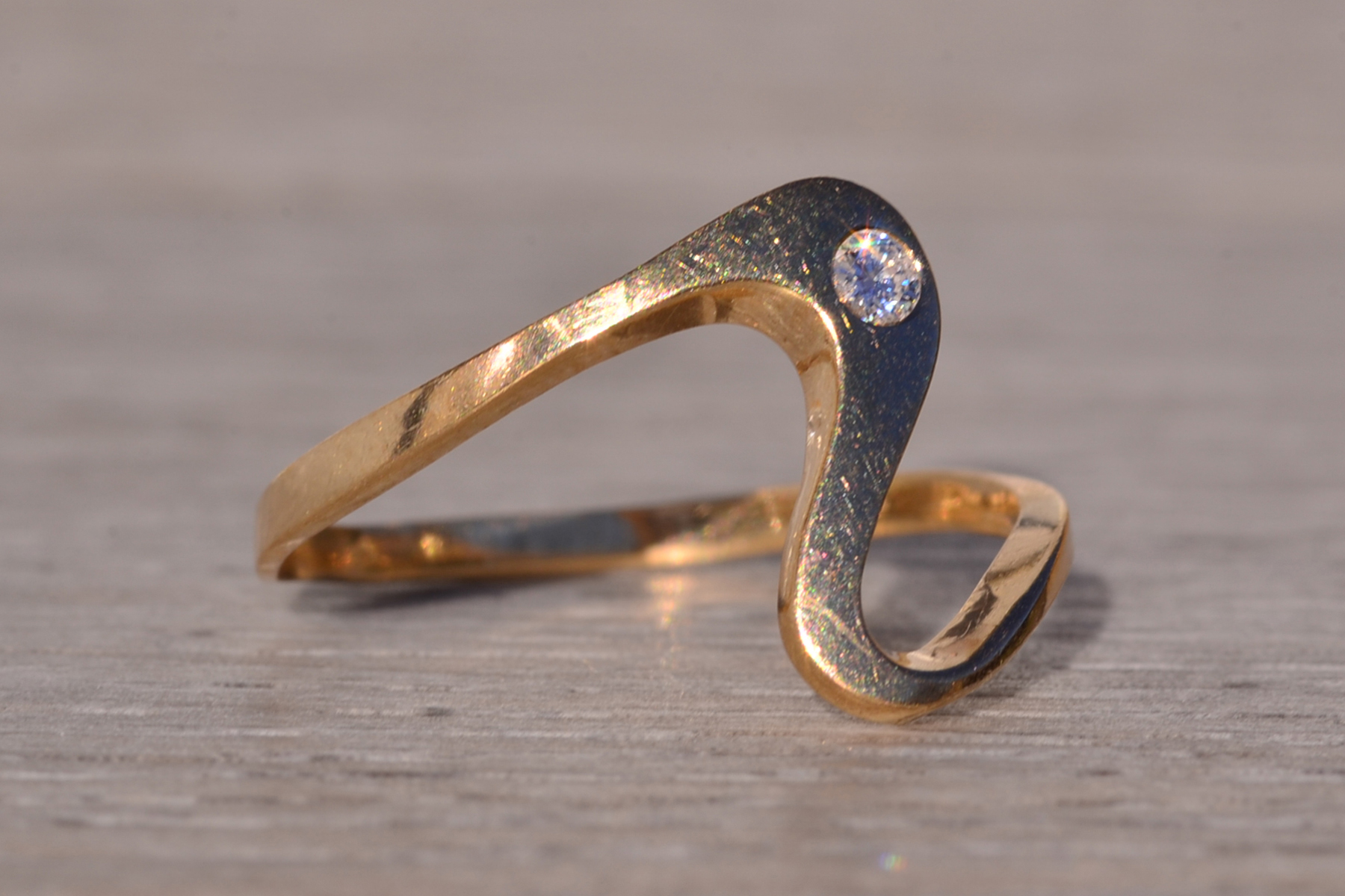 SOLD - The Massa: Flowing Bypass Ring with Natural Diamond - Image 6