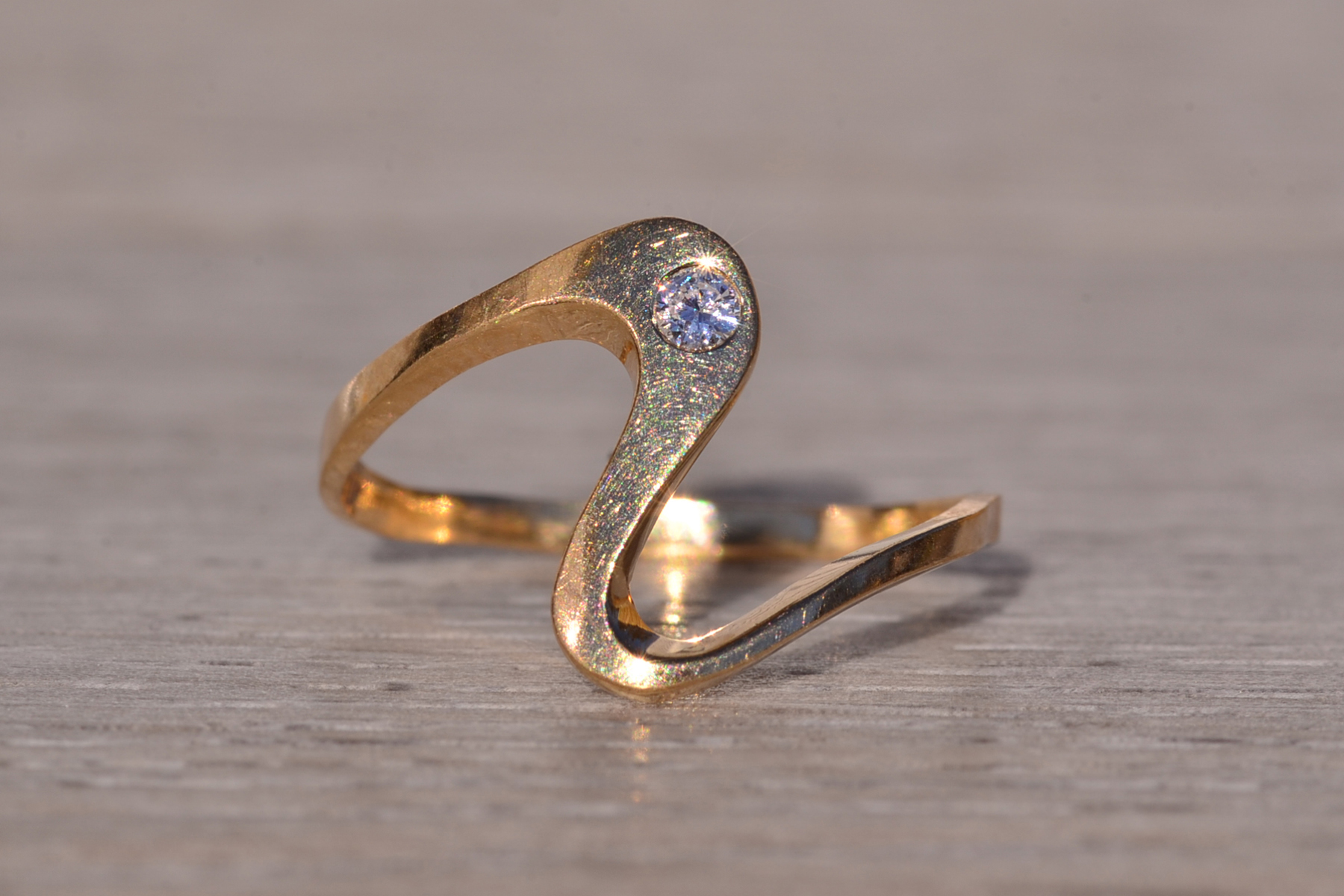 SOLD - The Massa: Flowing Bypass Ring with Natural Diamond - Image 7