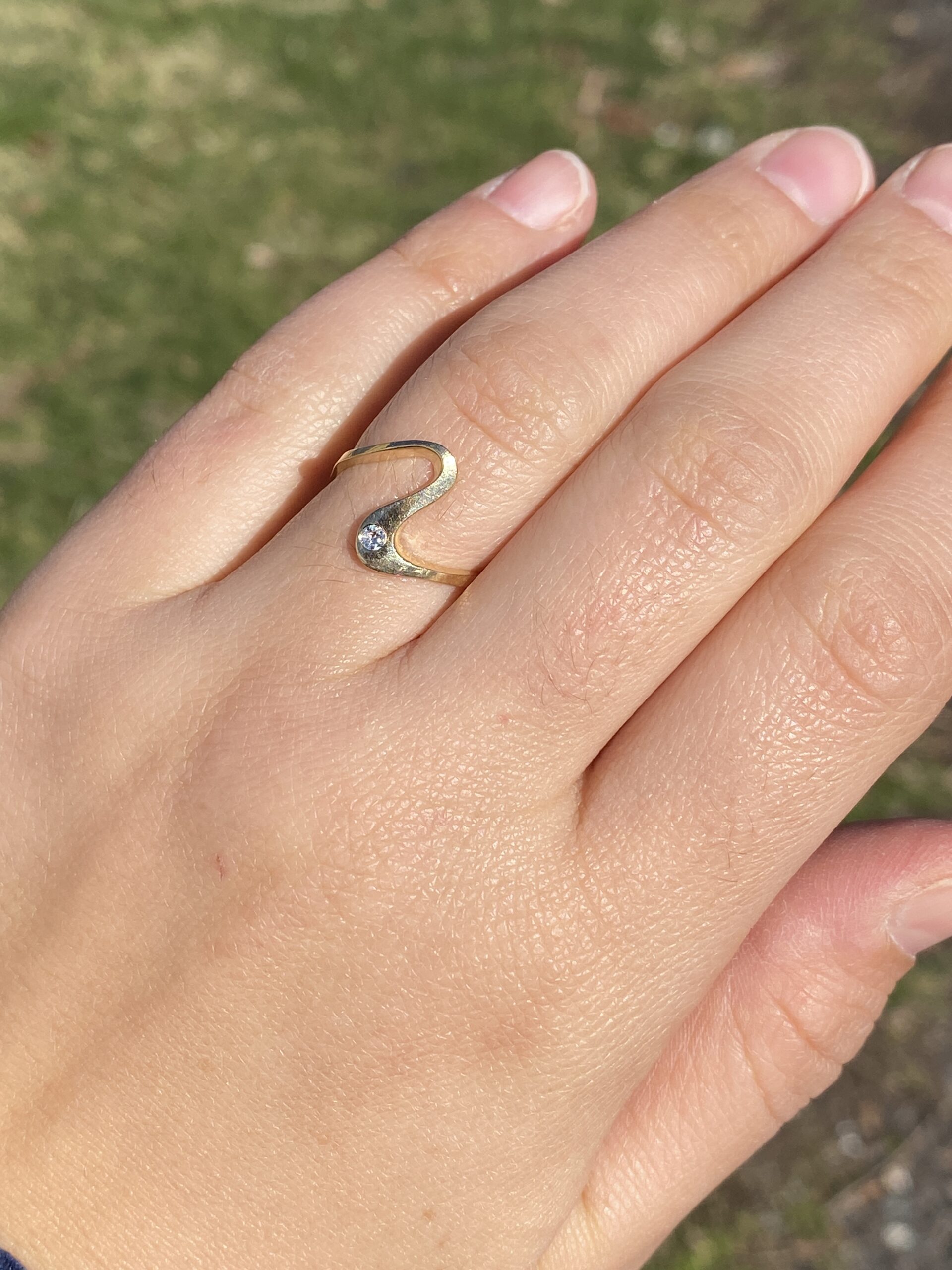 SOLD - The Massa: Flowing Bypass Ring with Natural Diamond - Image 9