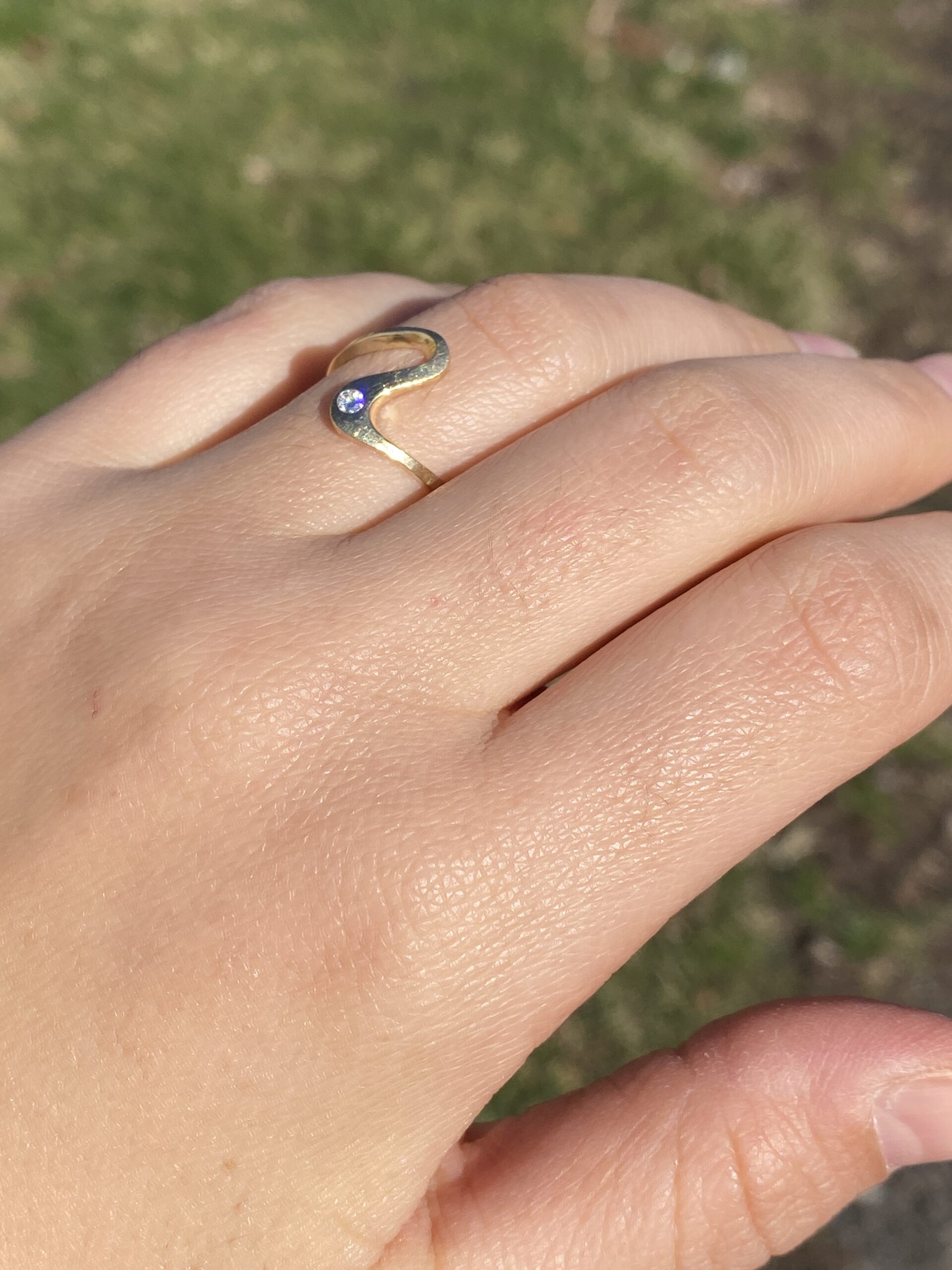 SOLD - The Massa: Flowing Bypass Ring with Natural Diamond - Image 10