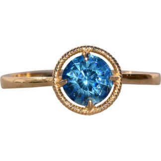 The Aubeterre: Blue Crystal Set Ring in Yellow Gold