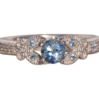 The Sarlat: Aquamarine Engagement Ring with Natural Diamonds in Platinum