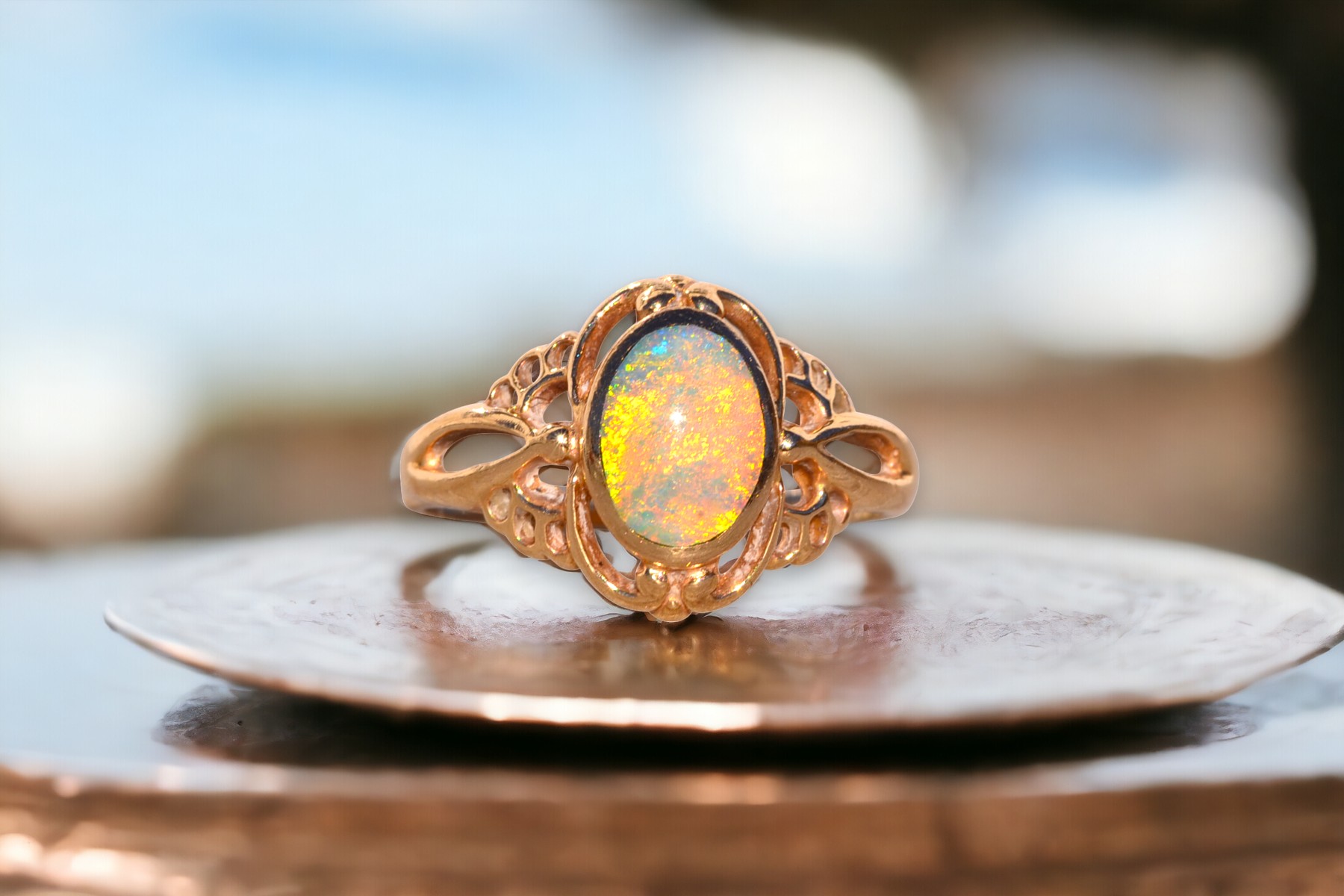 SOLD - The Aputula: Australian Opal Ring in Yellow Gold - Image 11