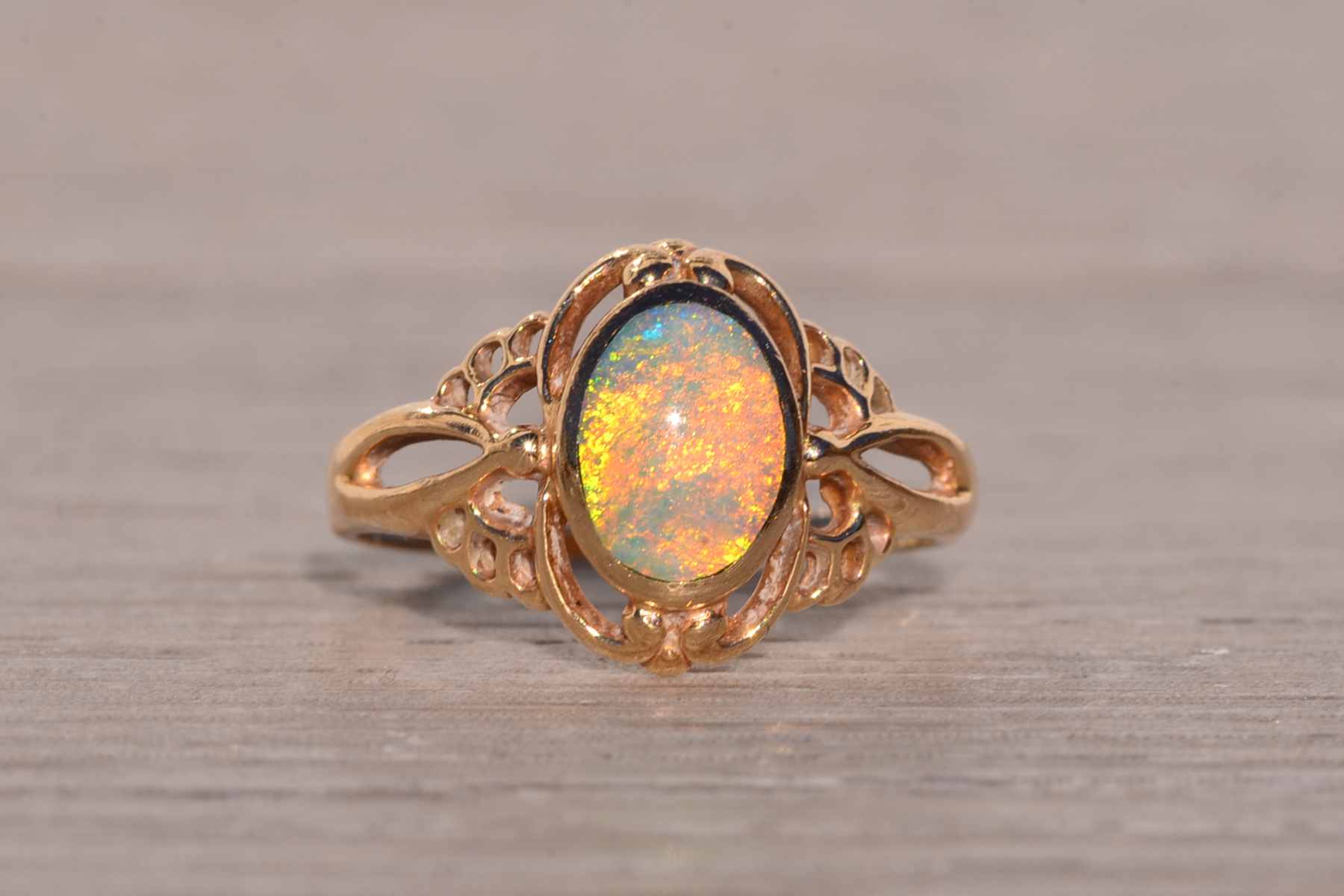 SOLD - The Aputula: Australian Opal Ring in Yellow Gold - Image 2